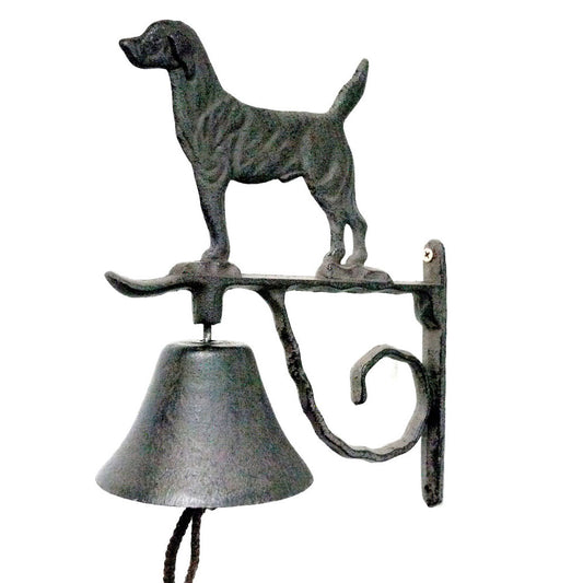 Rustic Black Cast Iron Vintage Style Dog Door Bell
