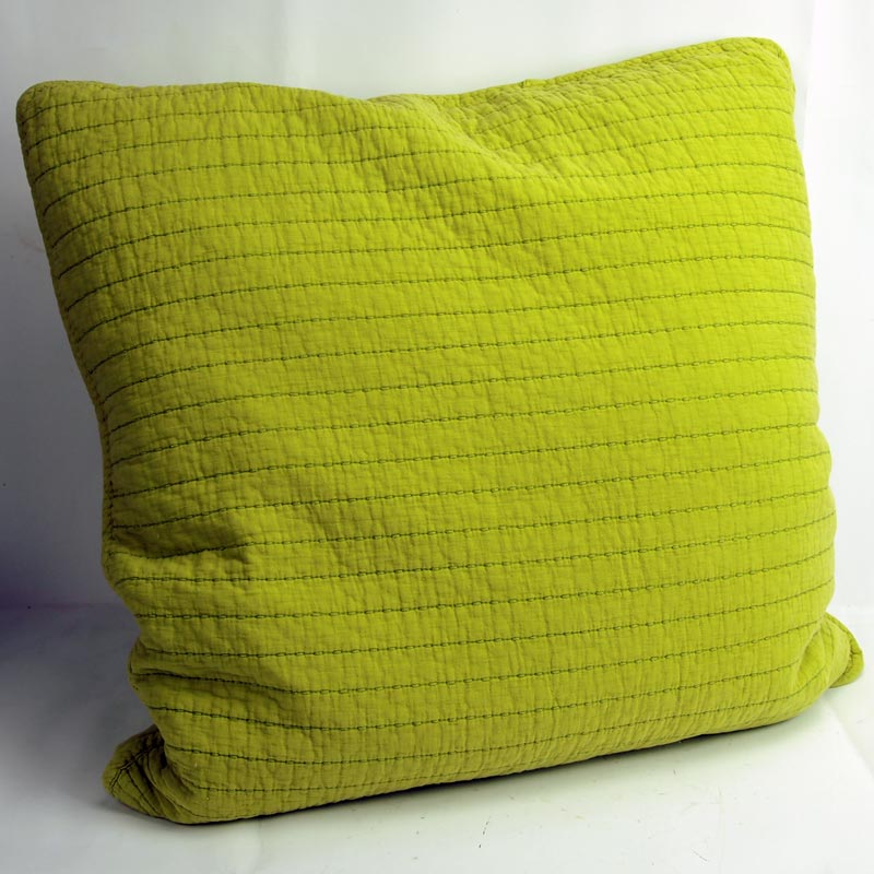 Square Quilted Cotton Bean Stitch Cushion Chartreuse - Buy 1 FREE 1