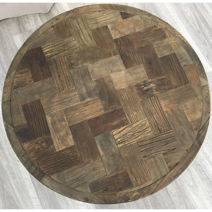 Rustic Vera Reclaimed Elm Wooden Round Coffee Table