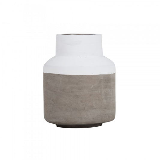 Concrete Vase Short Grey/White