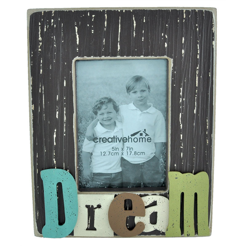 Rectangle Wooden Photo Frame with 3D Raised Letters - Dream