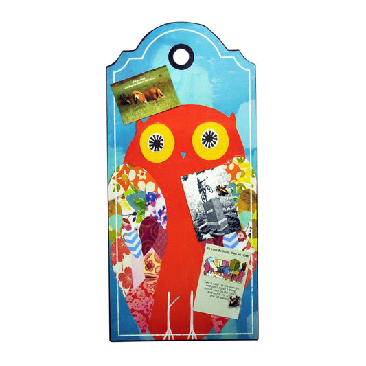 Metal Plaque with Owl Image & 3 Magnets