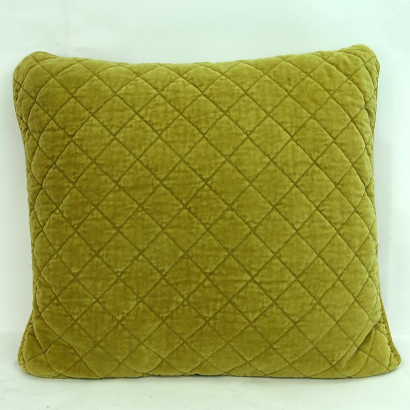 Square Quilted Cotton Cushion Chartreuse
