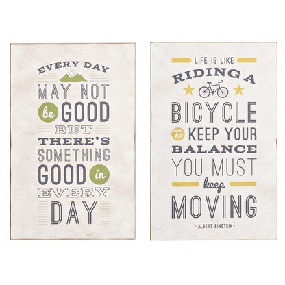Distressed MDF Wooden Wall Plaques with Inspirational Quotes/ Sayings - Set of 2