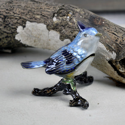 Pewter Bird Jewellery Box - Blue