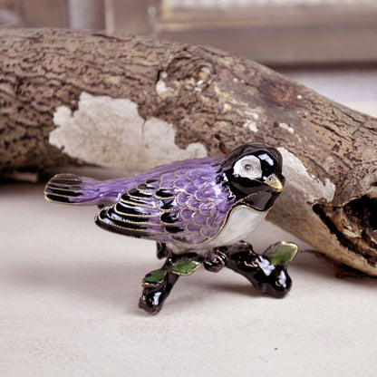 Pewter Bird Jewellery Box - Purple