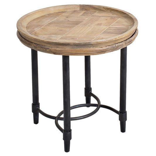 Rustic Vera Reclaimed Pine Wooden Tray Top Side Table
