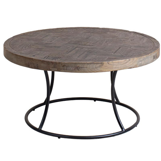 Rustic Vera Reclaimed Elm Wooden Round Coffee Table