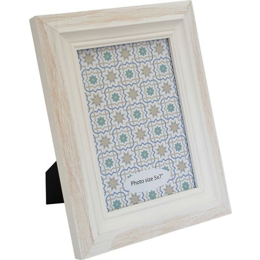 Rustic Wooden Shabby Chic Style 5" x 7" Photo Frame White Lumo
