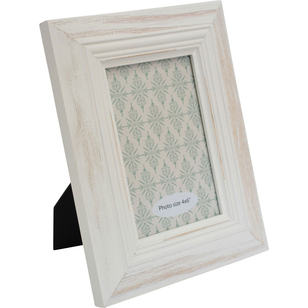 Rustic Wooden Shabby Chic Style 4" x 6" Photo Frame White
