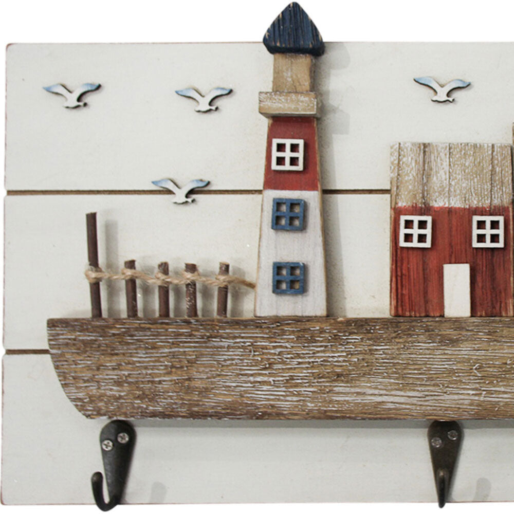 Rustic Wooden Lighthouse/Huts Wall Mounted Hook