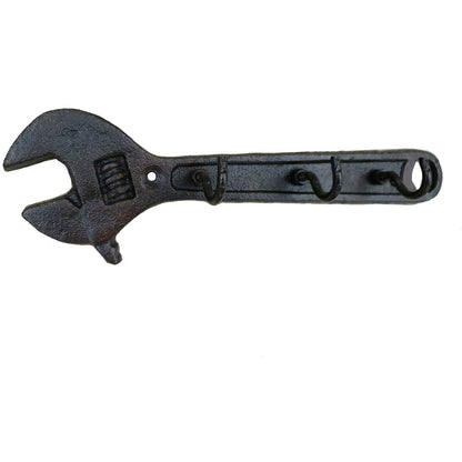 Metal Vintage Industrial Style Wrench Wall Key Holder with 3 Hooks