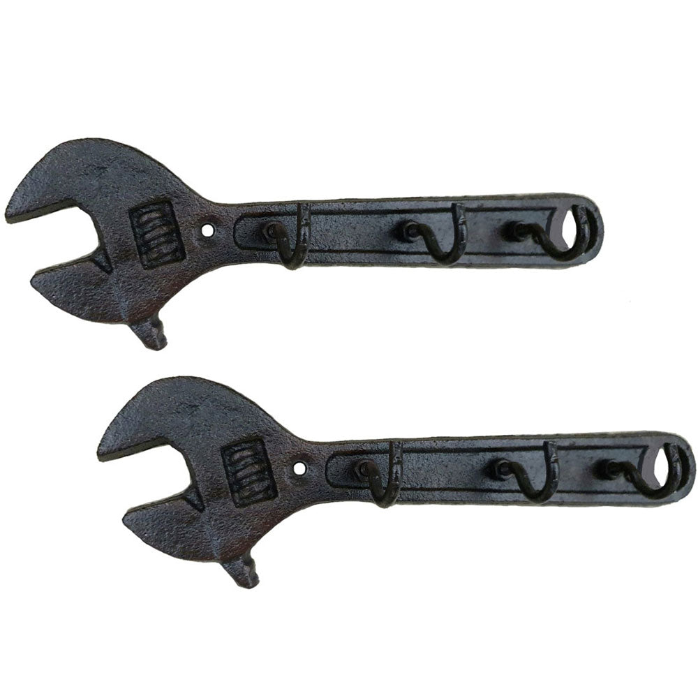 Metal Vintage Industrial Style Wrench Wall Key Holders - Set of 2