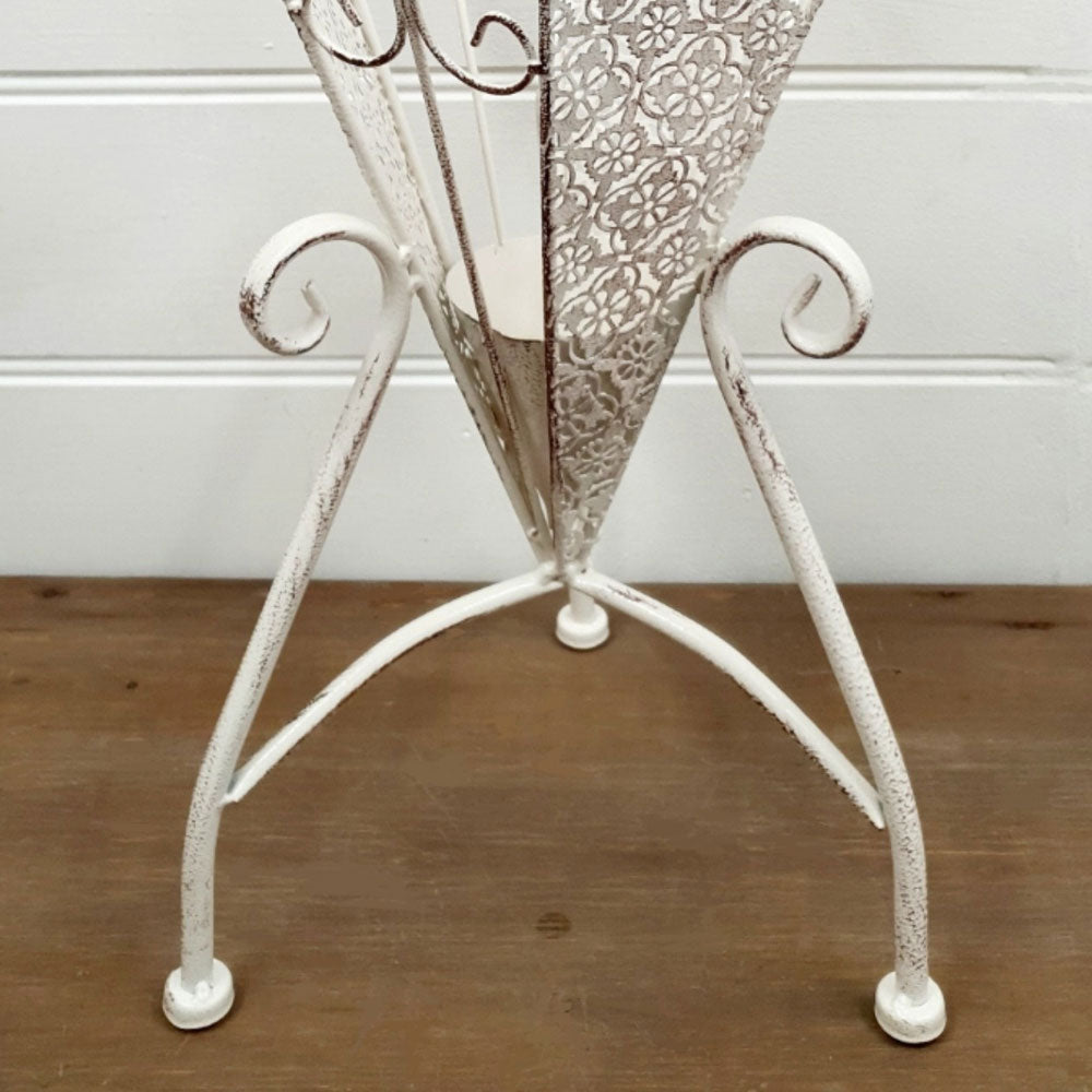 Antique Cream Metal Shabby Chic Style Umbrella Stand