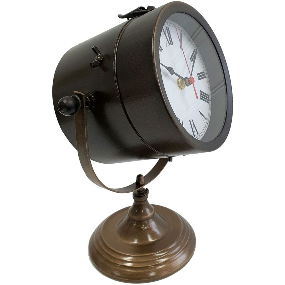Metal Vintage Industrial Style Spotlight Mantle Clock
