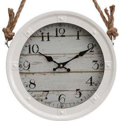 Metal Shabby Chic Style White Boards Hanging Wall Clock