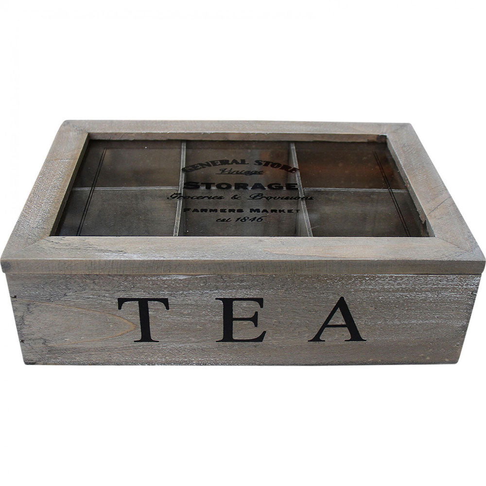 Rustic MDF Wooden Tea Storage Box