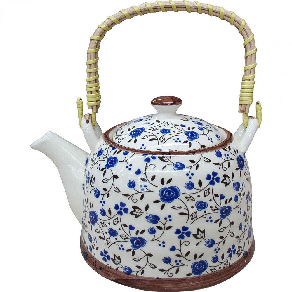Ceramic Teapot Blue Flowers