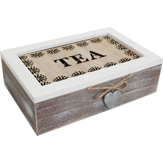 Rustic MDF Wooden Tea Storage Box Motif