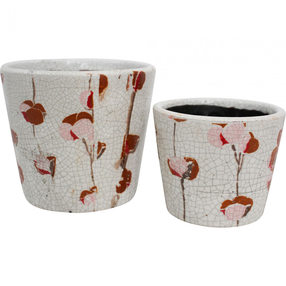 Terracotta Cotton Pattern Flower Pots - Set of 2