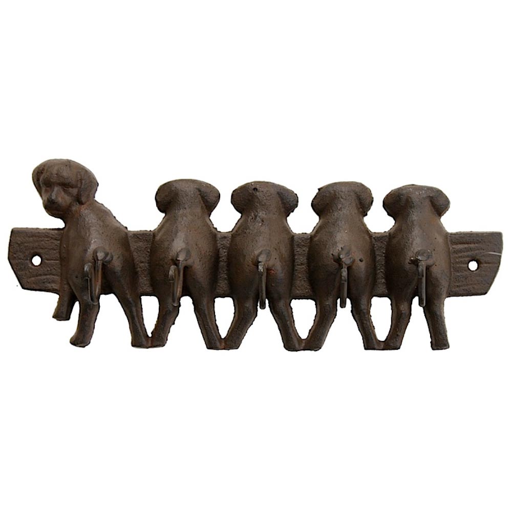 Rustic Metal 5 Dogs Wall Mounted Hook