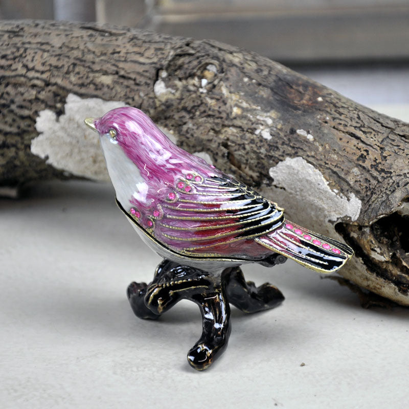 Pewter Bird Jewellery Box - Pink